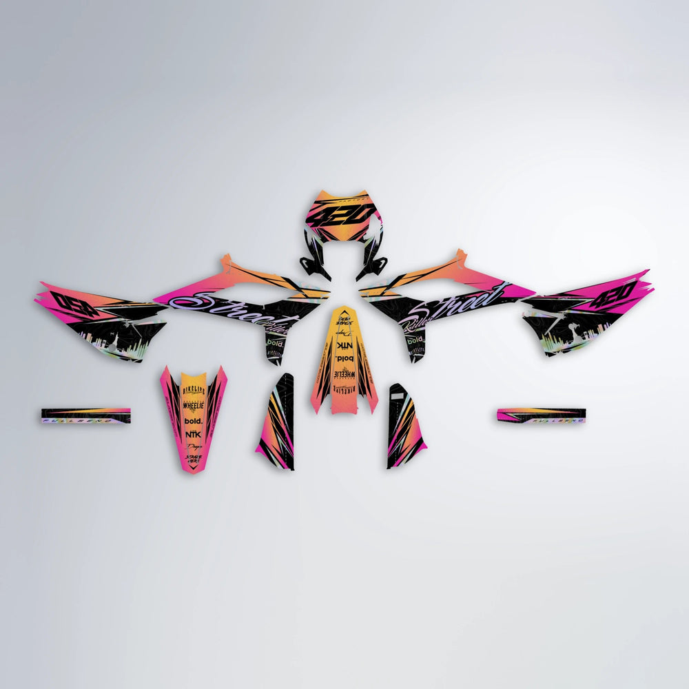 BLAZE Beta graphics kit parts layout in Pink & Yellow
