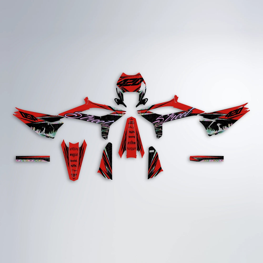 BLAZE Beta graphics kit parts layout in Red