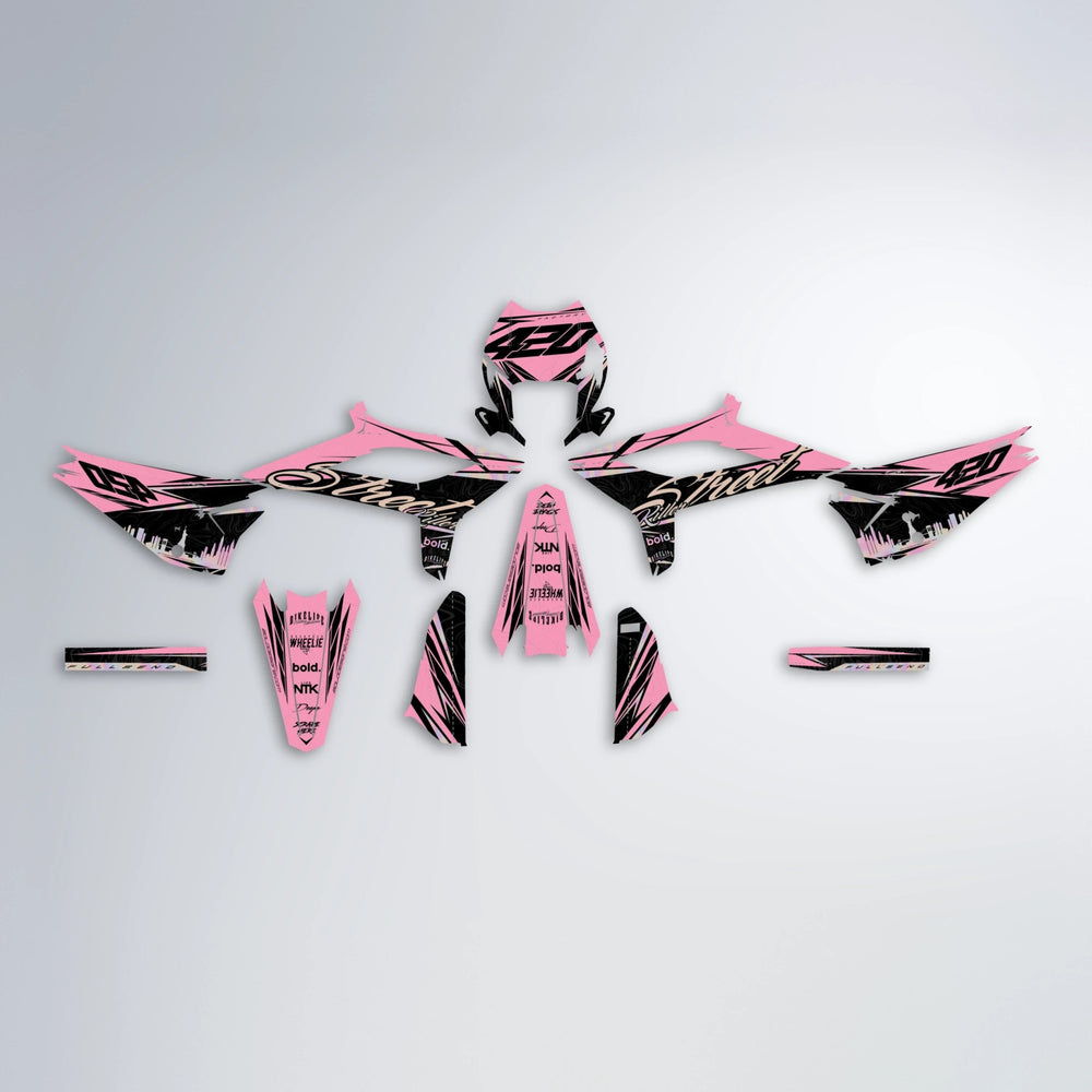 BLAZE Beta graphics kit parts layout in Sakura Pink