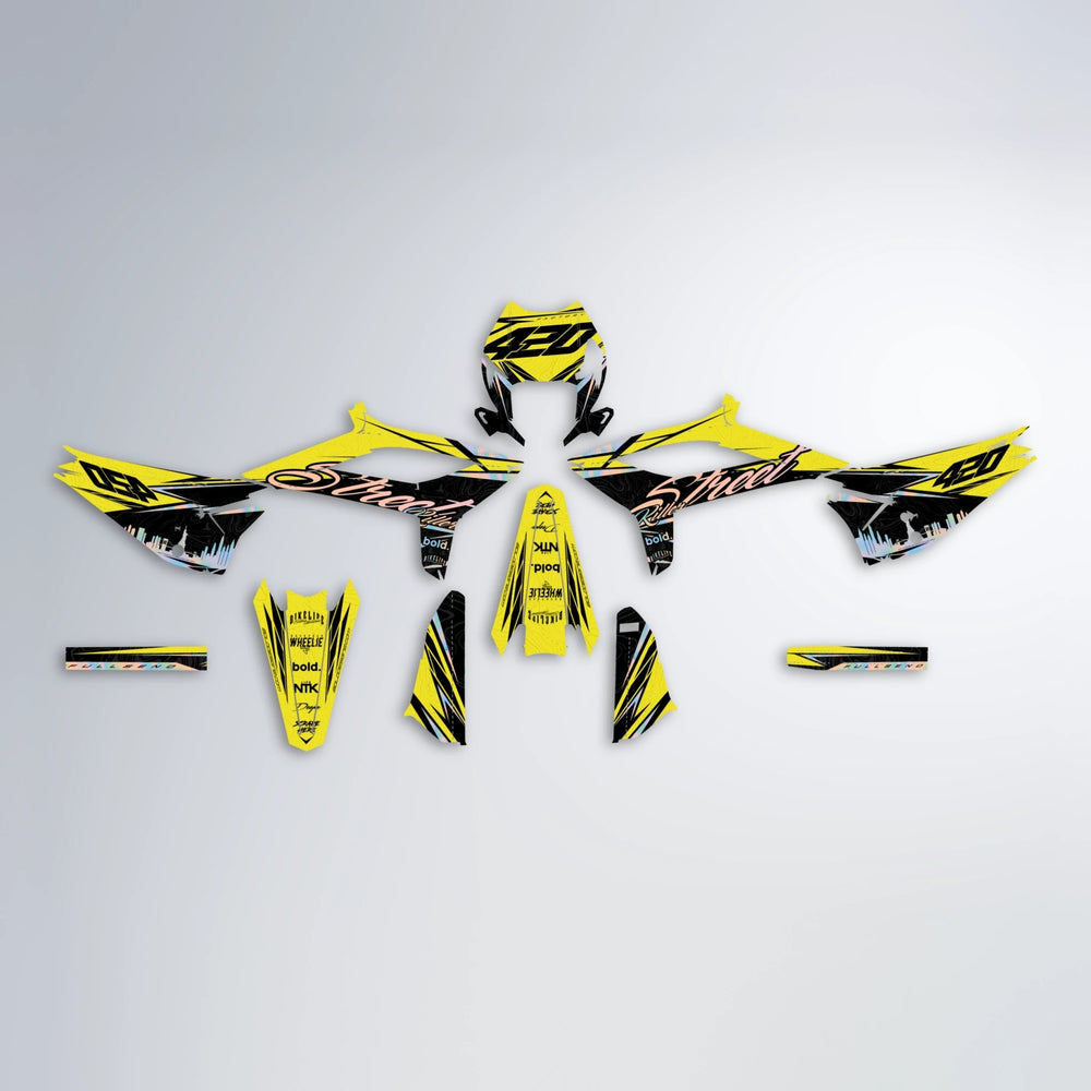 BLAZE Beta graphics kit parts layout in Yellow