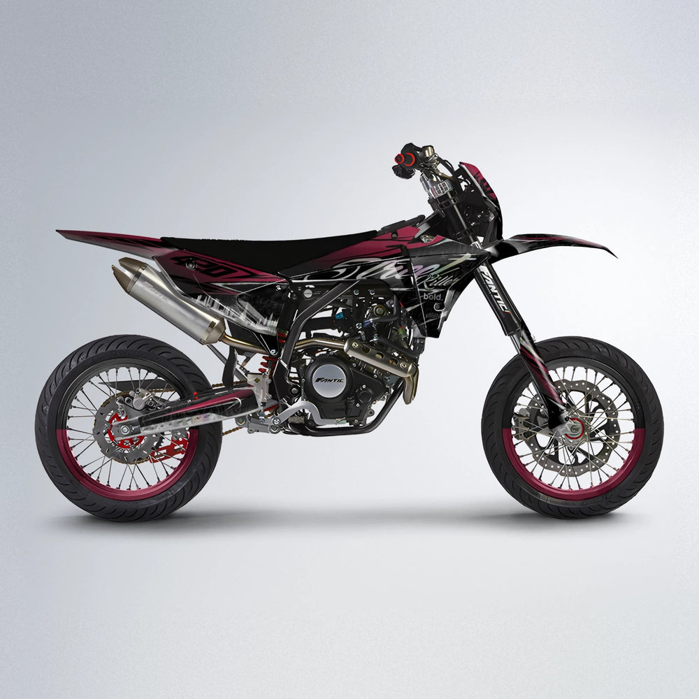 BLAZE Fantic supermoto graphics kit in Black & Red