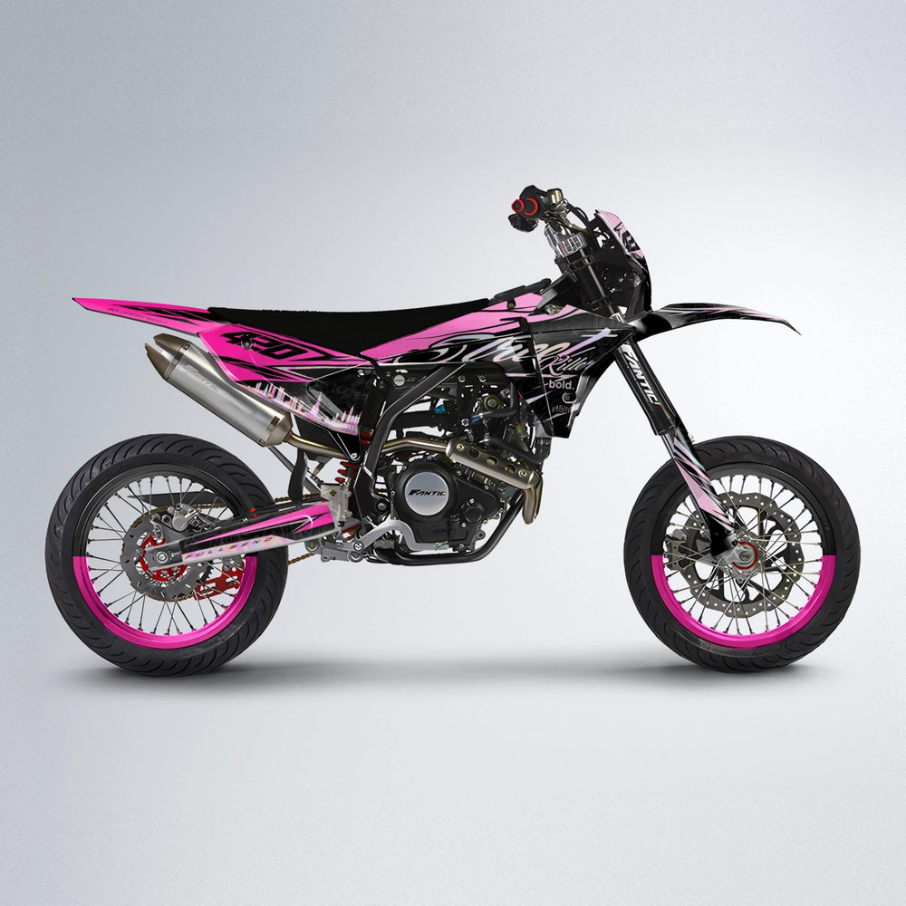 BLAZE Fantic supermoto graphics kit in Flamingo