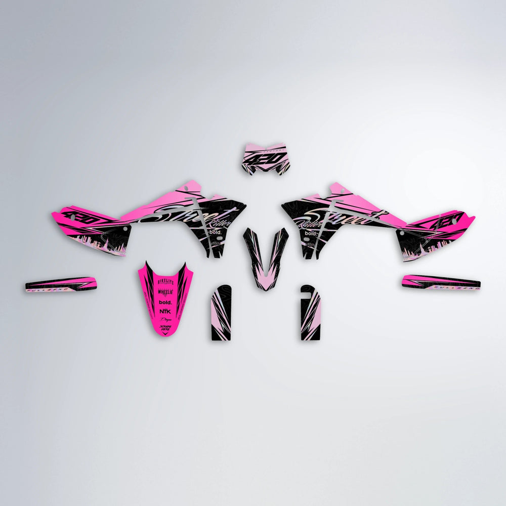 BLAZE Fantic graphics kit parts layout in Flamingo