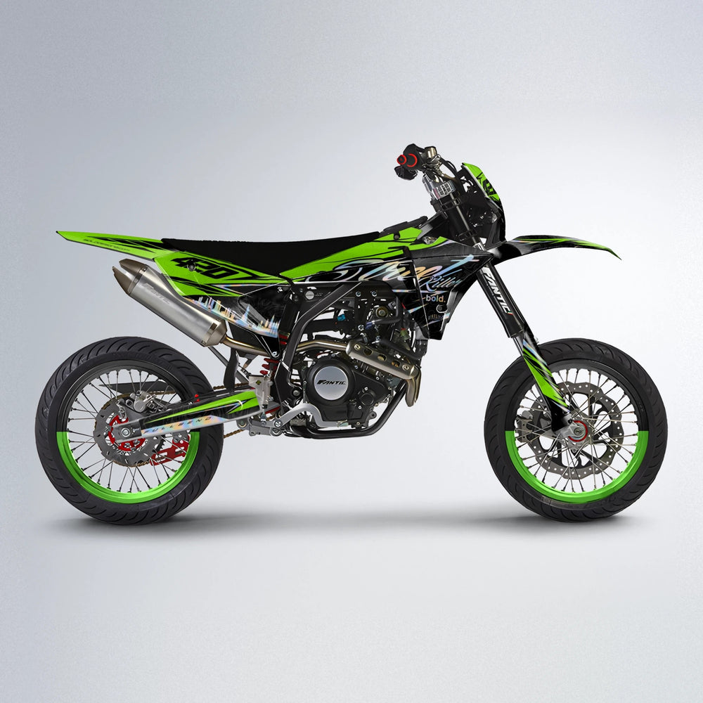 BLAZE Fantic supermoto graphics kit in Green