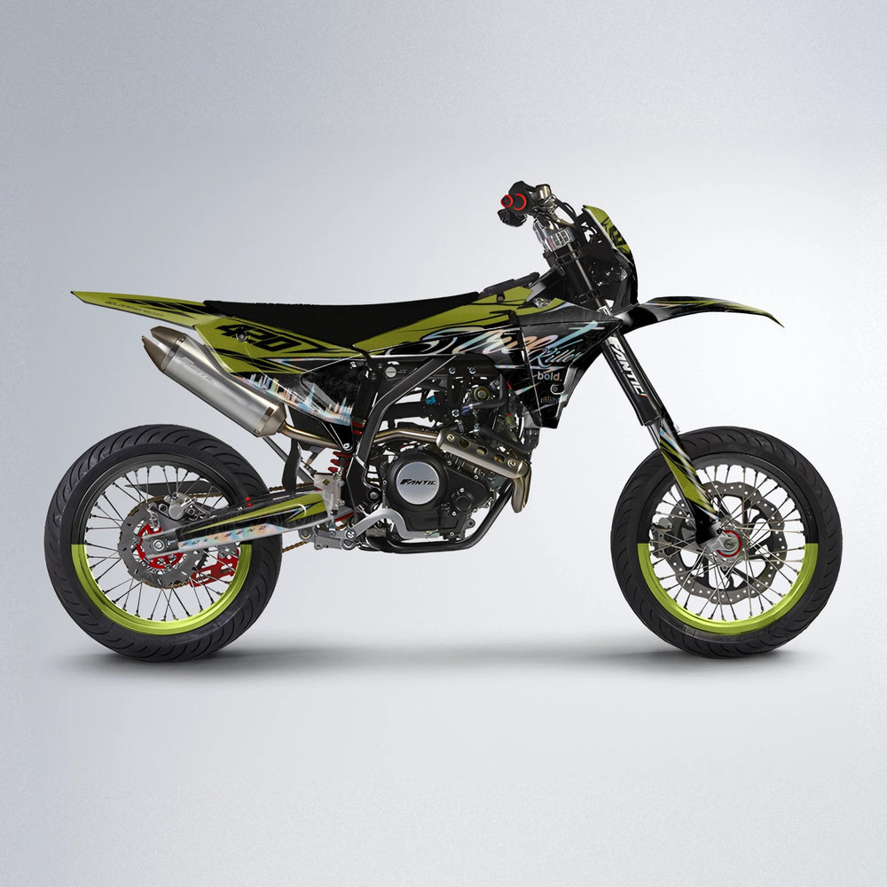 BLAZE Fantic supermoto graphics kit in Olive