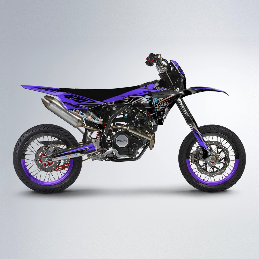 BLAZE Fantic supermoto graphics kit in Purple
