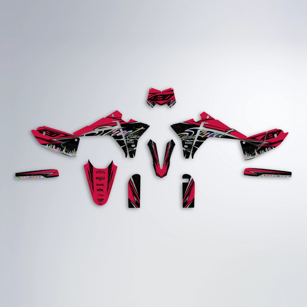 BLAZE Fantic graphics kit parts layout in Red