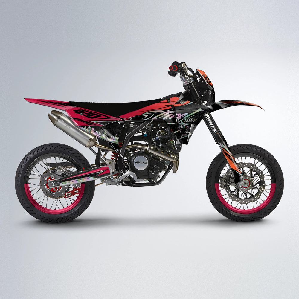 BLAZE Fantic supermoto graphics kit in Red & Orange