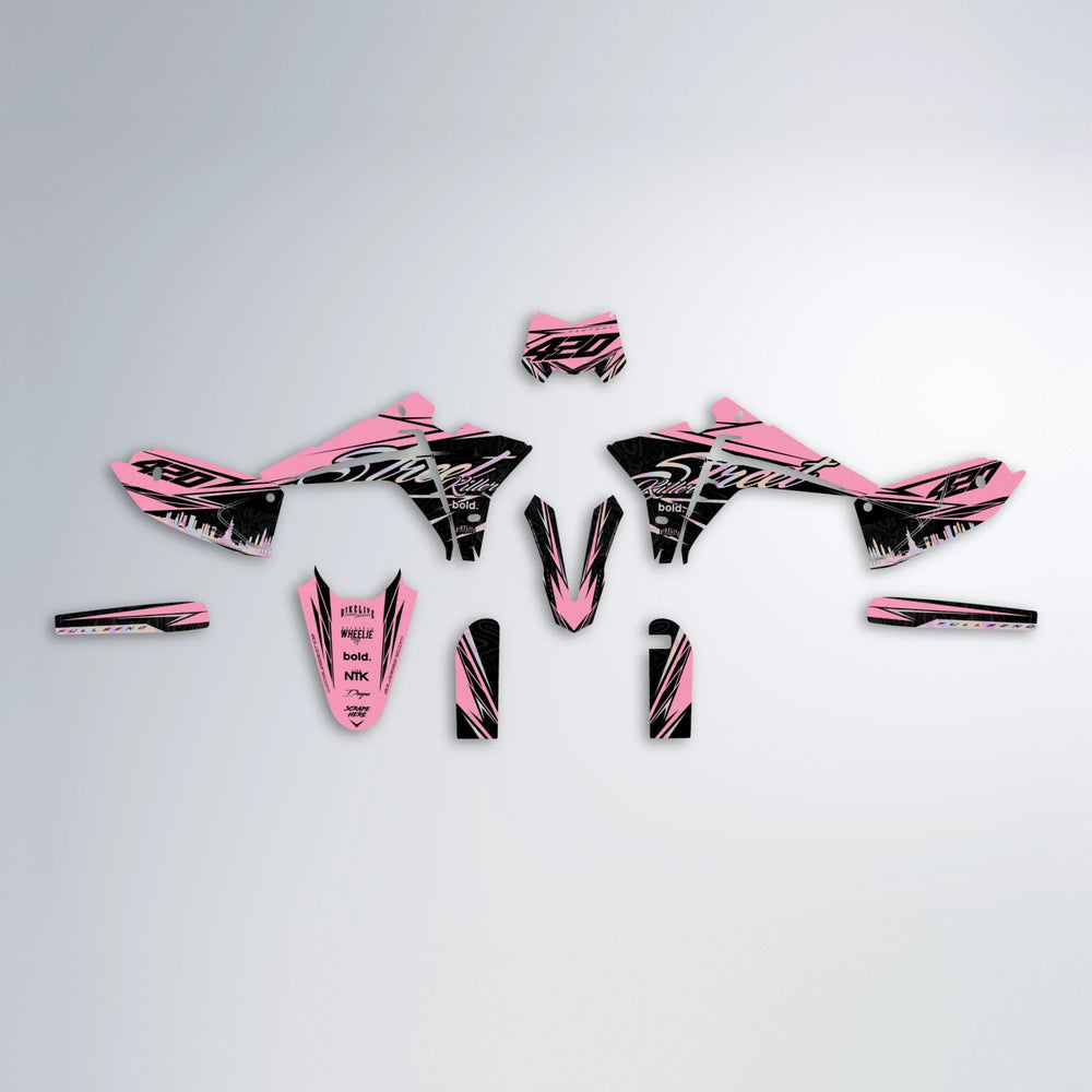 BLAZE Fantic graphics kit parts layout in Sakura Pink