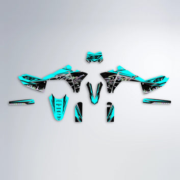 BLAZE Fantic graphics kit parts layout in Teal