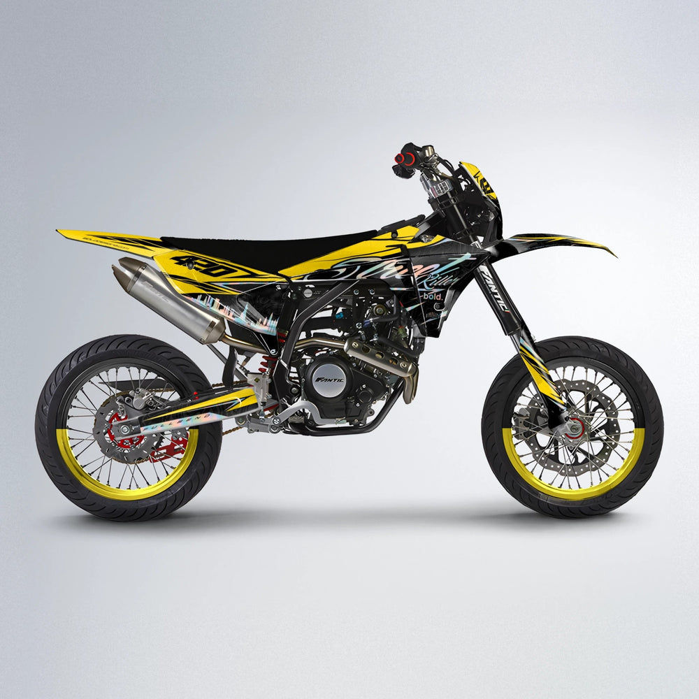 BLAZE Fantic supermoto graphics kit in Yellow