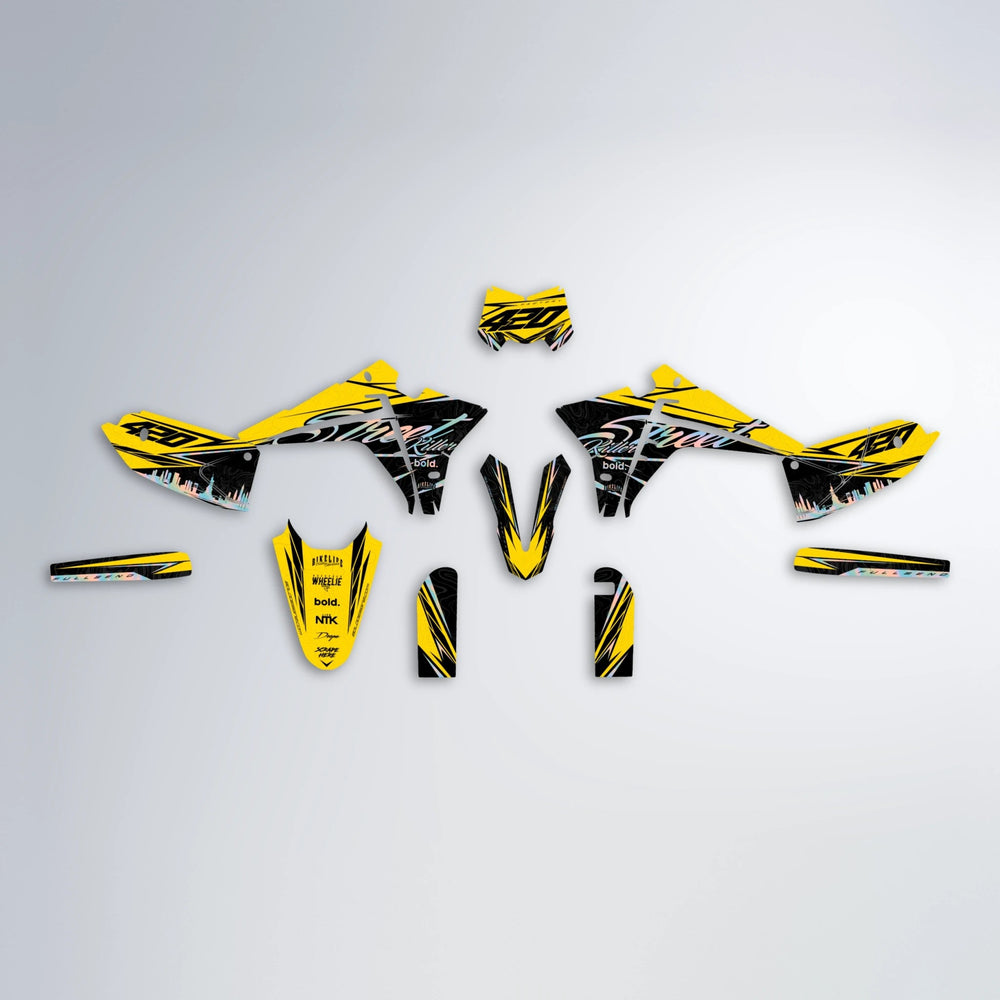BLAZE Fantic graphics kit parts layout in Yellow