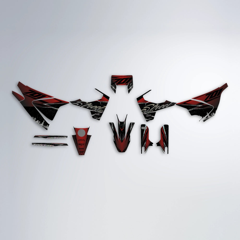 BLAZE Husqvarna 701 graphics kit parts layout in Black & Red