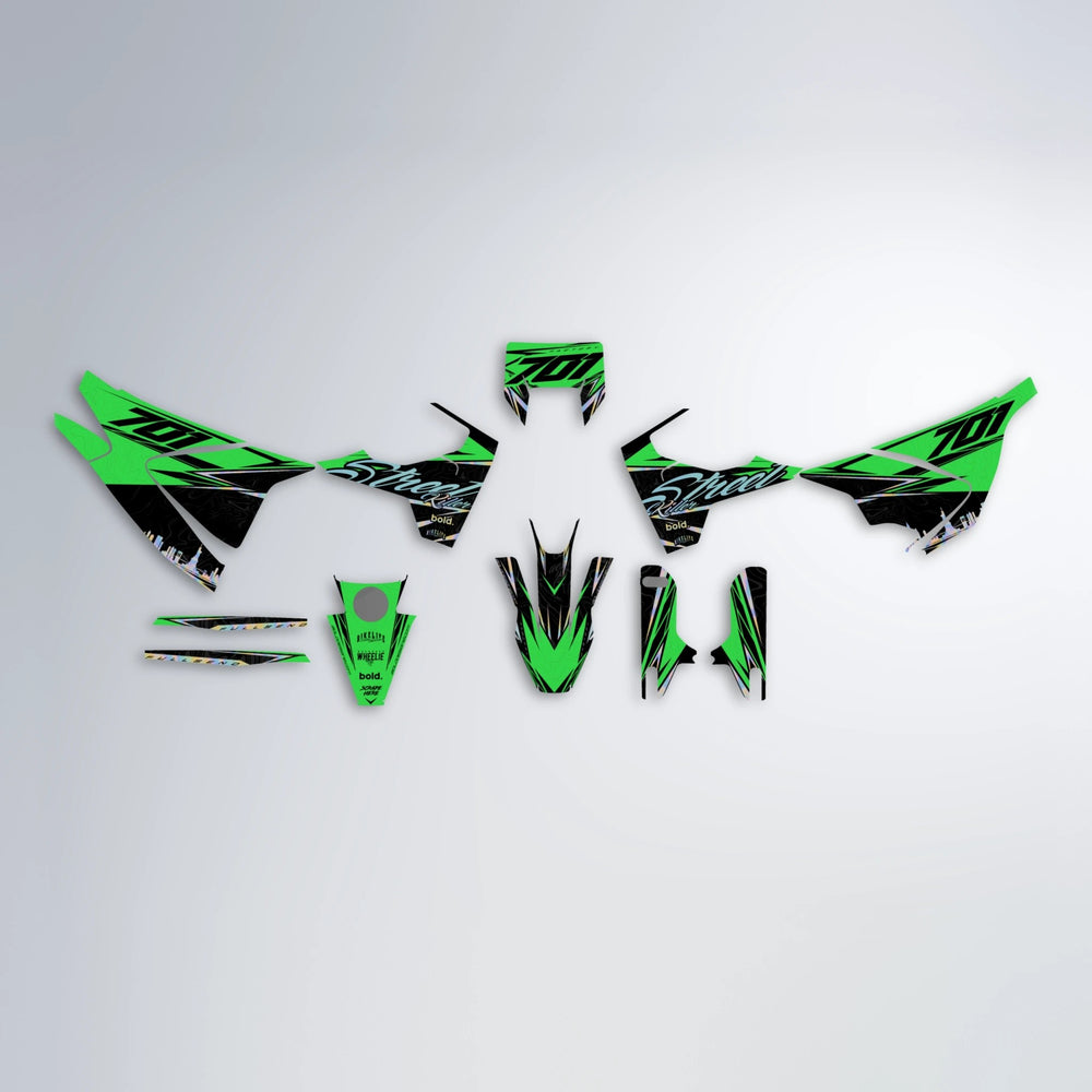 BLAZE Husqvarna 701 graphics kit parts layout in Green