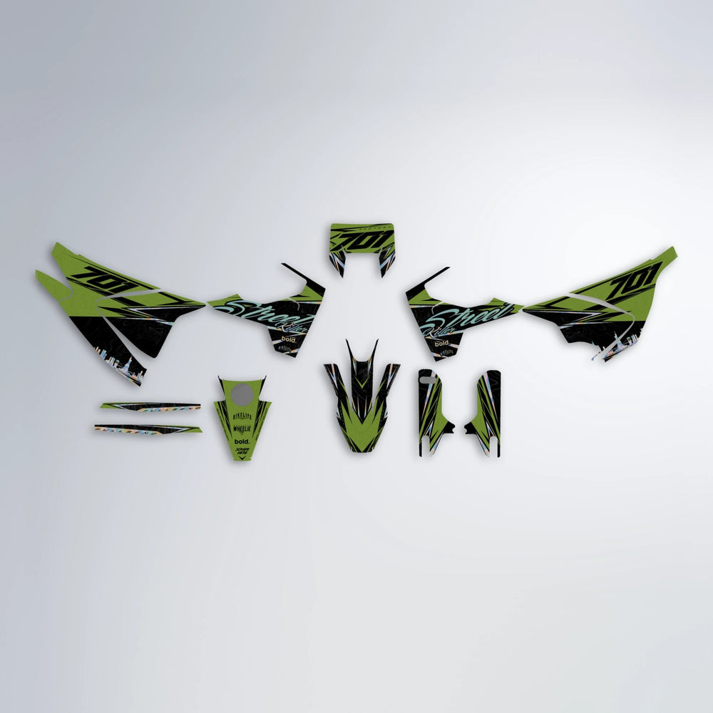 BLAZE Husqvarna 701 graphics kit parts layout in Olive