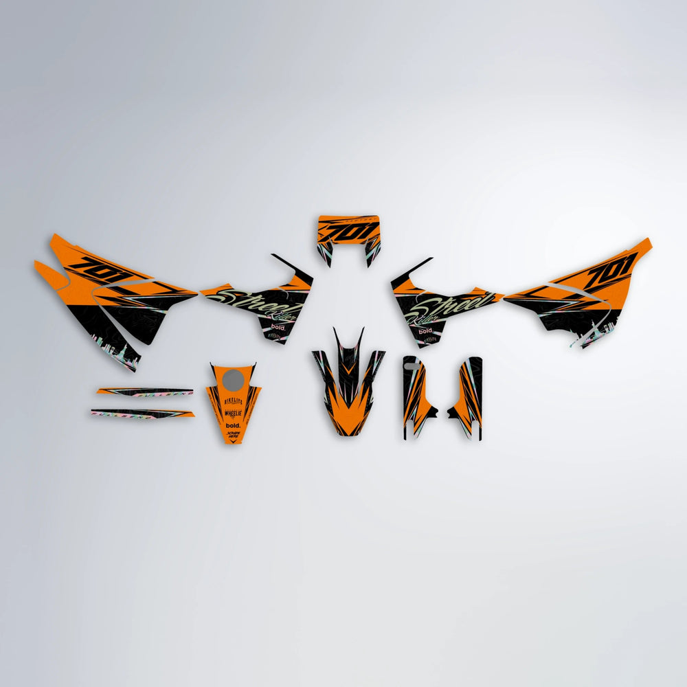 BLAZE Husqvarna 701 graphics kit parts layout in Orange
