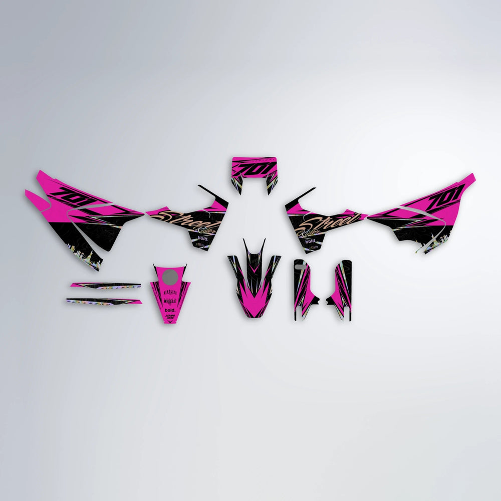 BLAZE Husqvarna 701 graphics kit parts layout in Pink