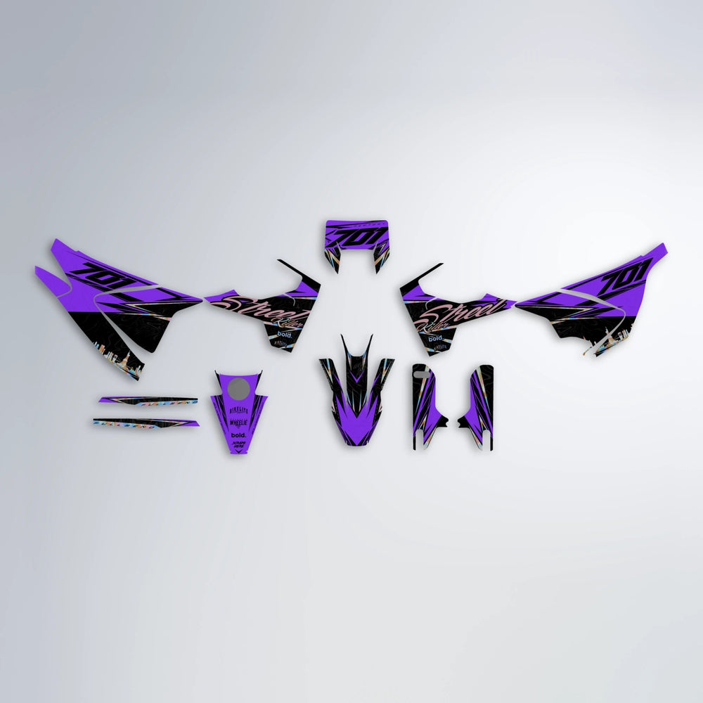 BLAZE Husqvarna 701 graphics kit parts layout in Purple