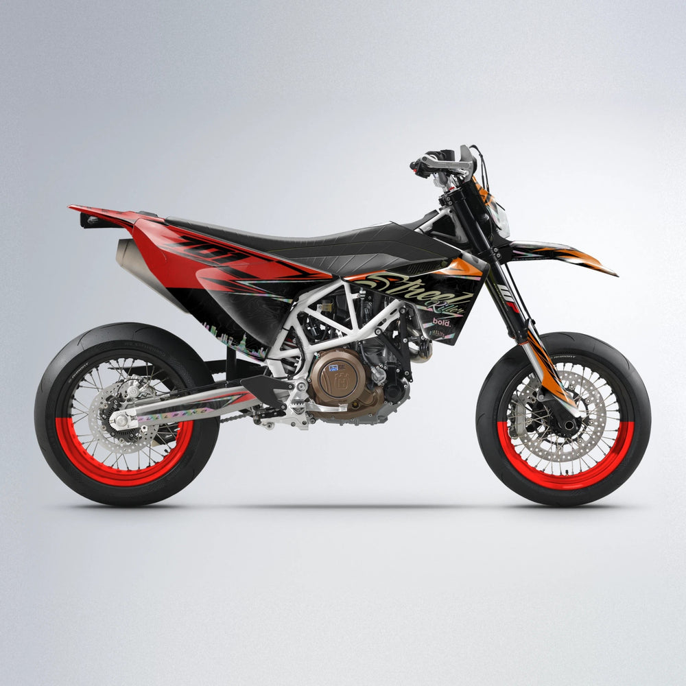BLAZE Husqvarna 701 supermoto graphics kit in Red & Orange