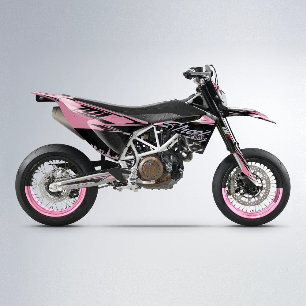 BLAZE Husqvarna 701 supermoto graphics kit in Sakura Pink