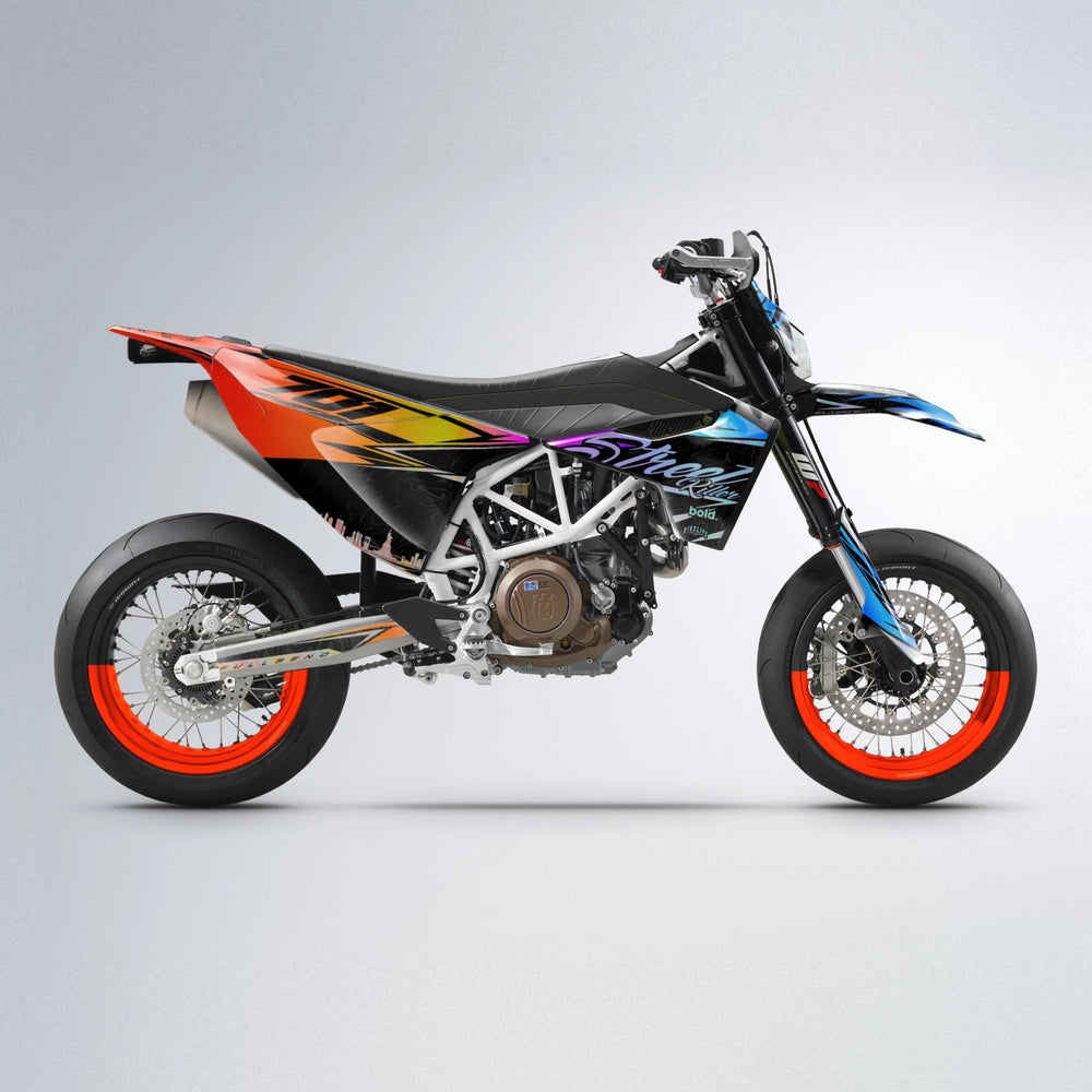 BLAZE Husqvarna 701 supermoto graphics kit in Sunset Fade