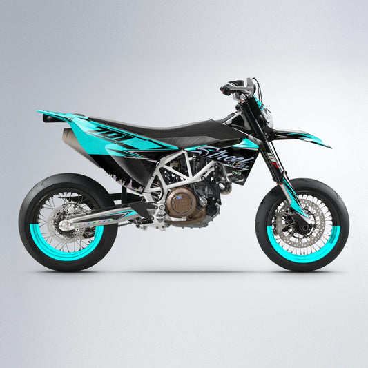 BLAZE Husqvarna 701 supermoto graphics kit in Teal