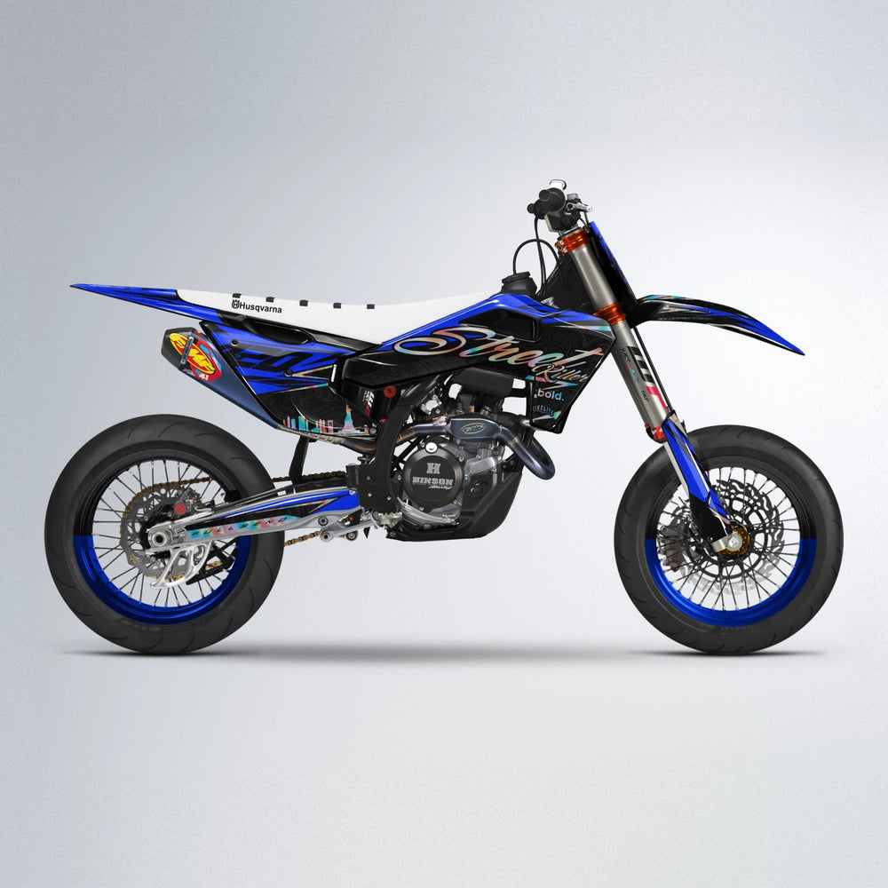 BLAZE Husqvarna FE/TE supermoto graphics kit in Blue
