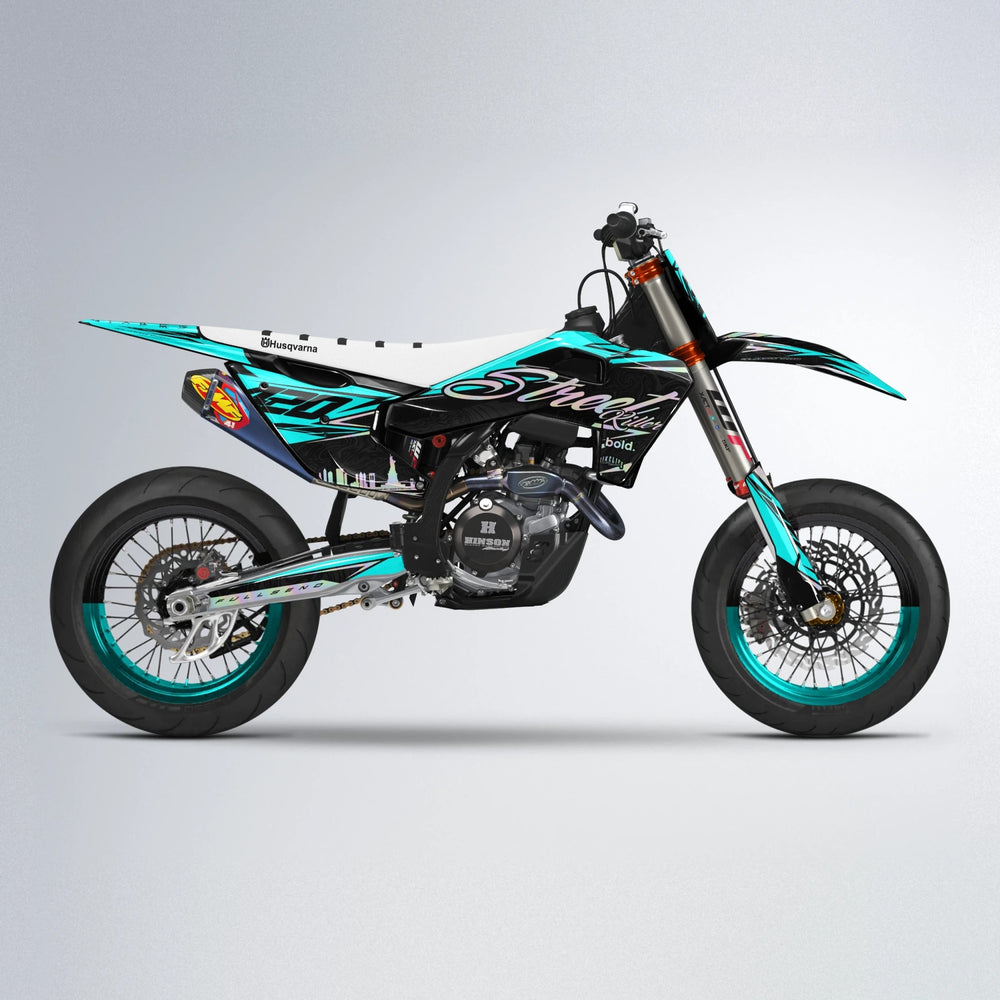 BLAZE Husqvarna FE/TE supermoto graphics kit in Custom Colour