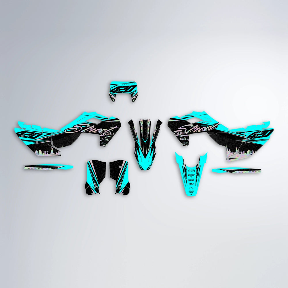 BLAZE Husqvarna FE/TE graphics kit parts layout in Custom Colour