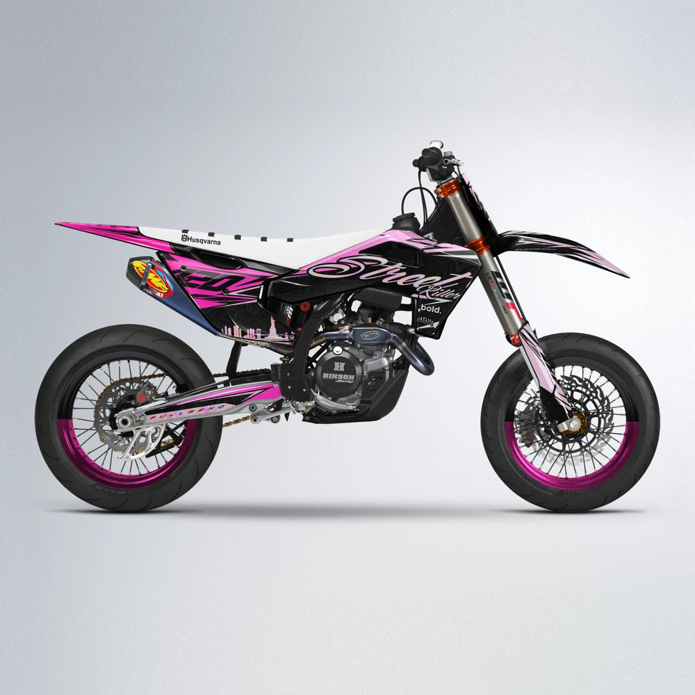 BLAZE Husqvarna FE/TE supermoto graphics kit in Flamingo