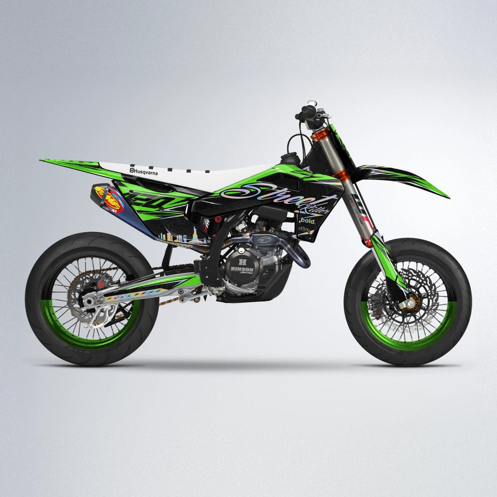 BLAZE Husqvarna FE/TE supermoto graphics kit in Green
