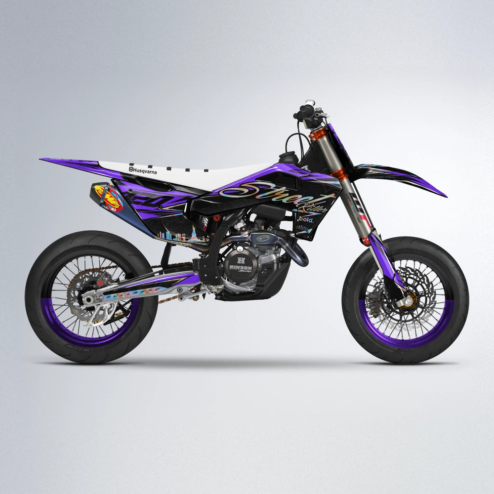 BLAZE Husqvarna FE/TE supermoto graphics kit in Purple