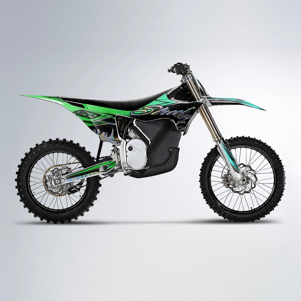 BLAZE Stark Varg MX motocross graphics kit in Cyan & Green