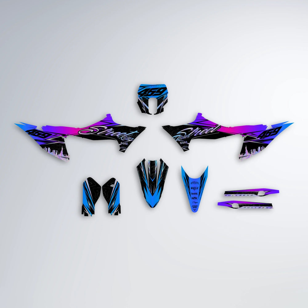 BLAZE Stark Varg SM graphics kit parts layout in Blue Purple Fade