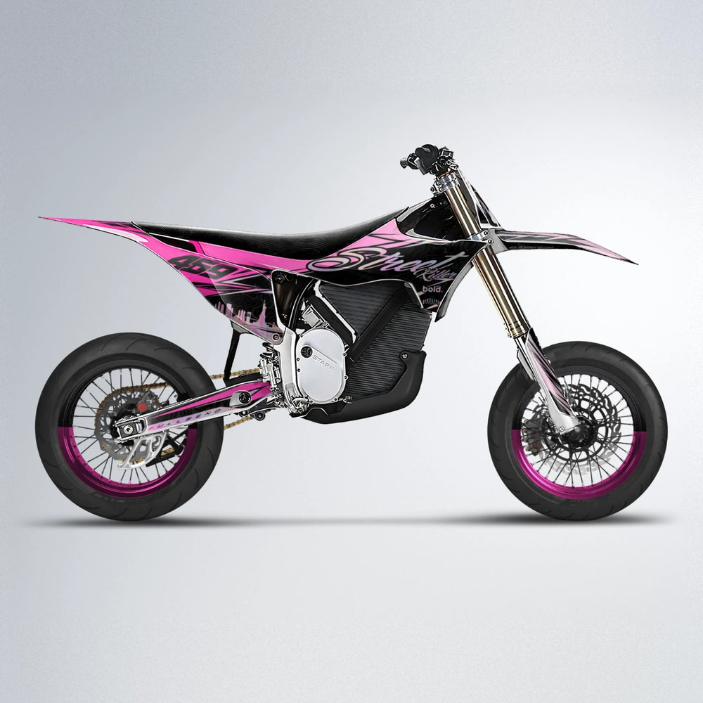 BLAZE Stark Varg SM supermoto graphics kit in Flamingo