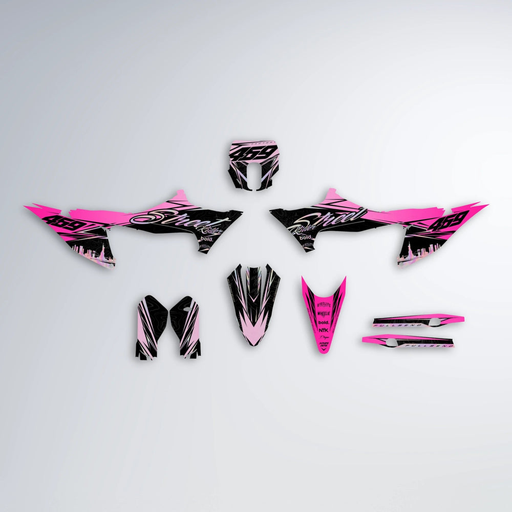 BLAZE Stark Varg SM graphics kit parts layout in Flamingo