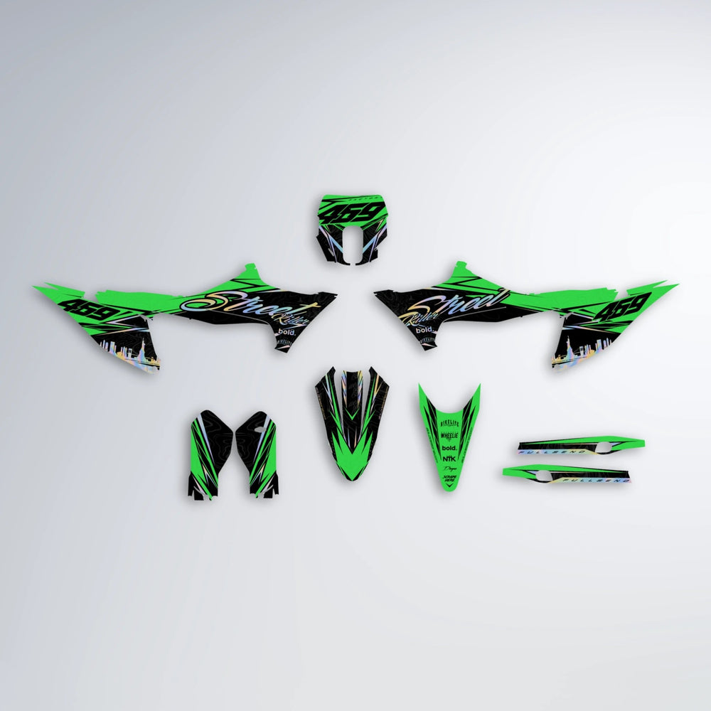 BLAZE Stark Varg SM graphics kit parts layout in Green