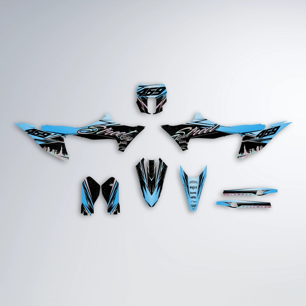 BLAZE Stark Varg SM graphics kit parts layout in Light Blue & White