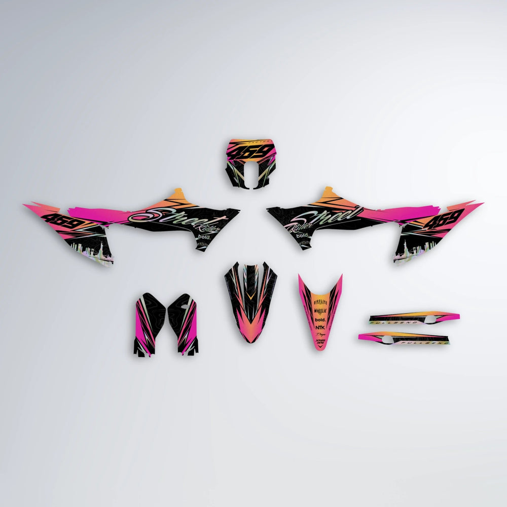 BLAZE Stark Varg SM graphics kit parts layout in Pink & Yellow