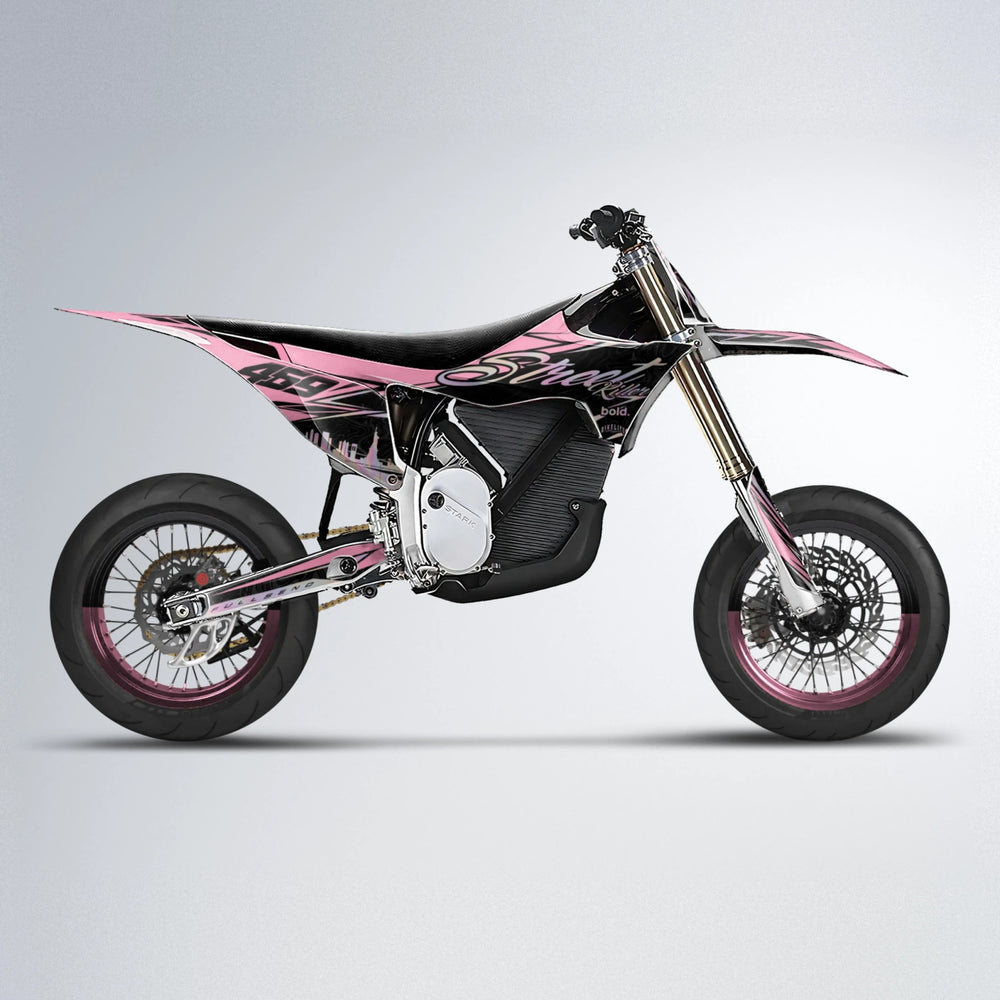 BLAZE Stark Varg SM supermoto graphics kit in Sakura Pink