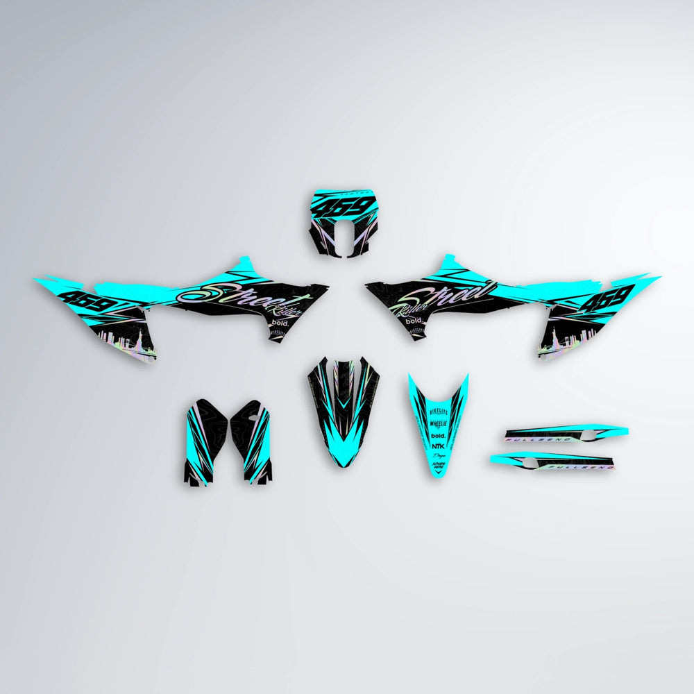 BLAZE Stark Varg SM graphics kit parts layout in Teal