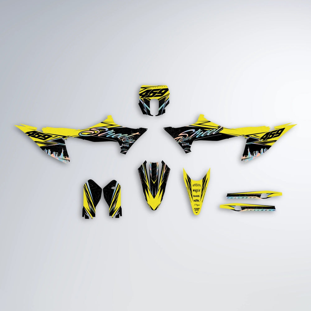 BLAZE Stark Varg SM graphics kit parts layout in Yellow