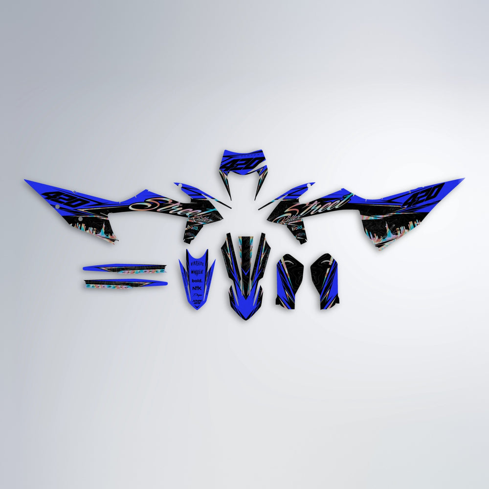 BLAZE graphics kit parts layout in Blue