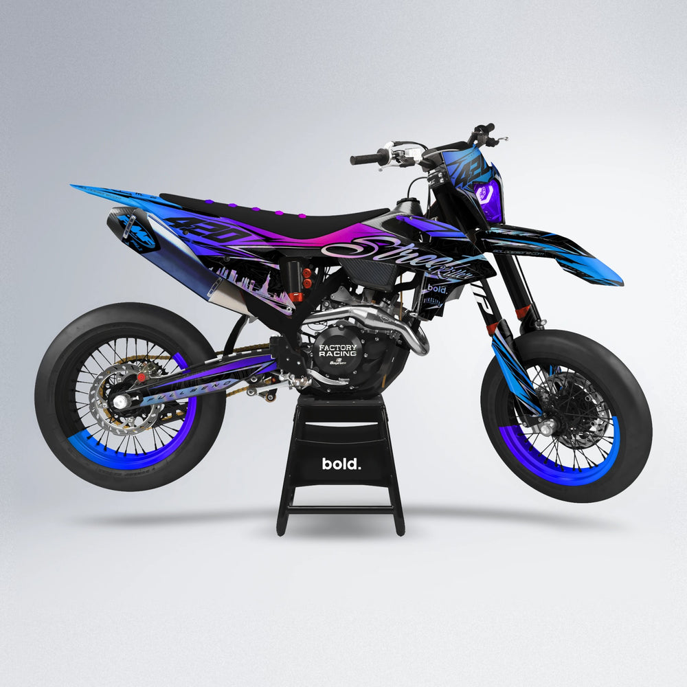 BLAZE supermoto graphics kit in Blue Purple Fade