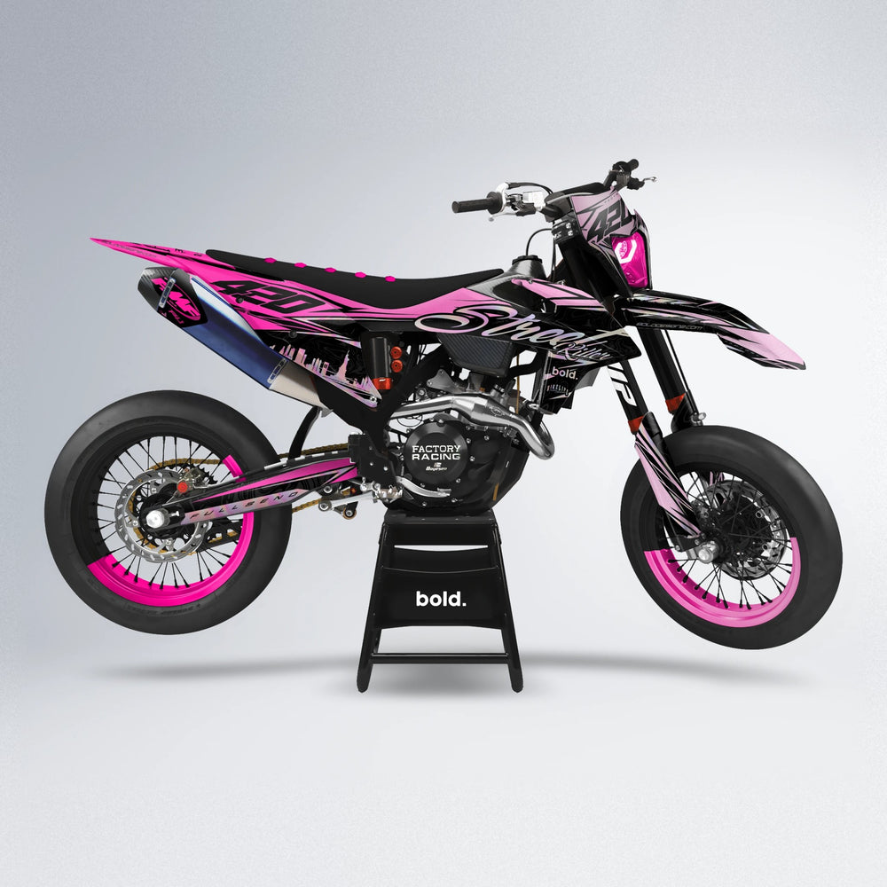 BLAZE supermoto graphics kit in Flamingo