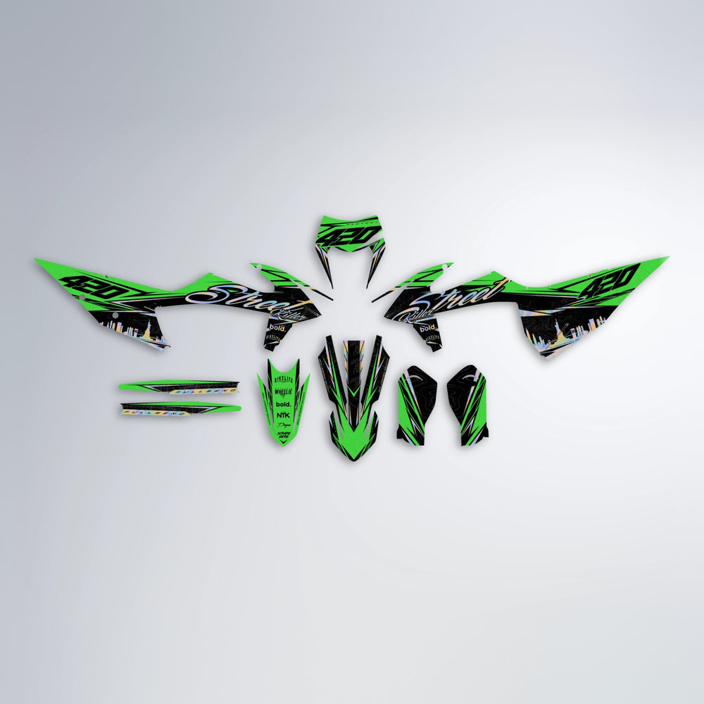 BLAZE graphics kit parts layout in Green