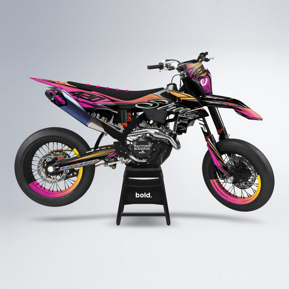 BLAZE supermoto graphics kit in Pink & Yellow