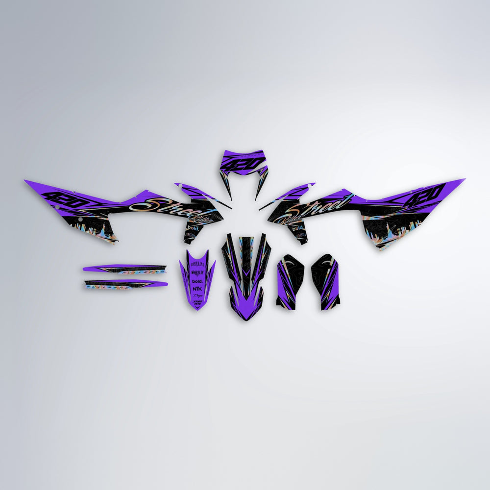 BLAZE graphics kit parts layout in Purple