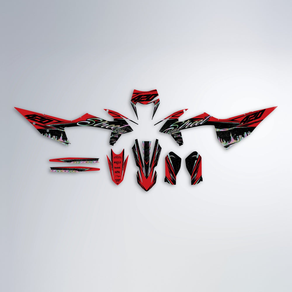 BLAZE graphics kit parts layout in Red