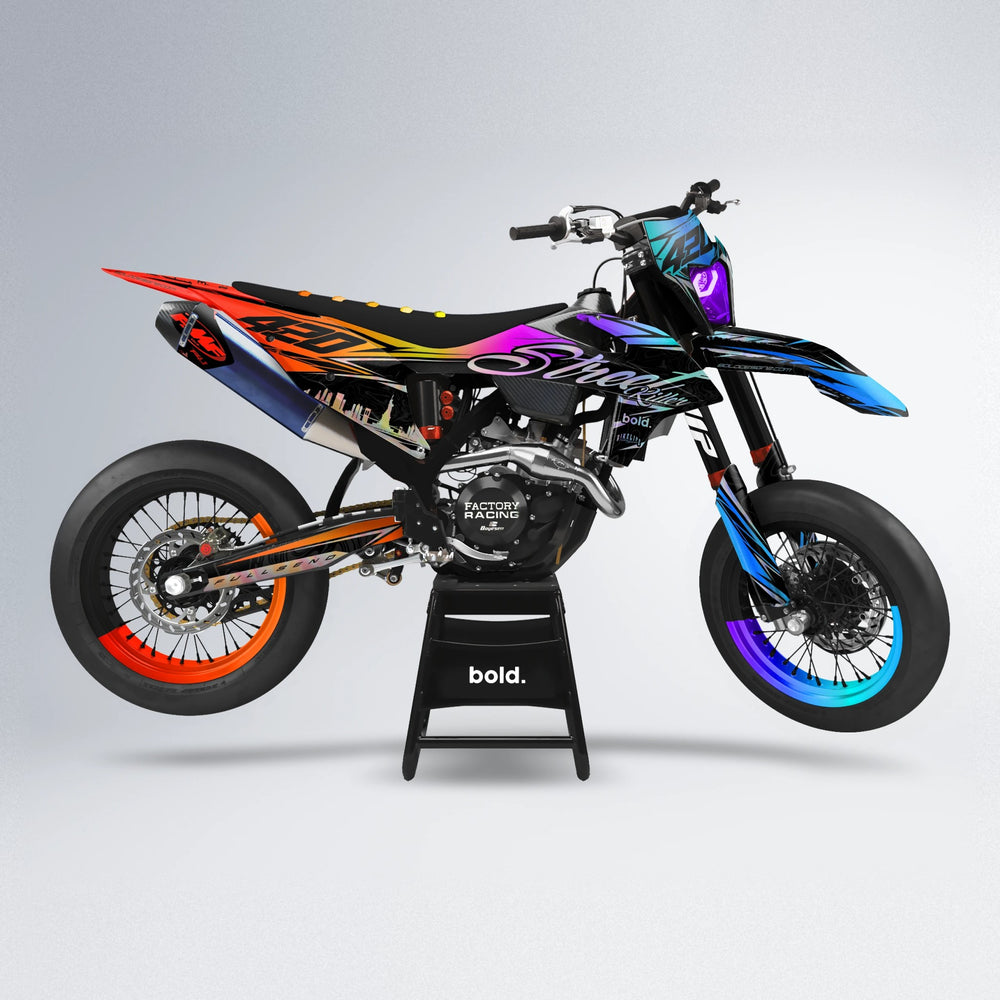 BLAZE supermoto graphics kit in Sunset Fade